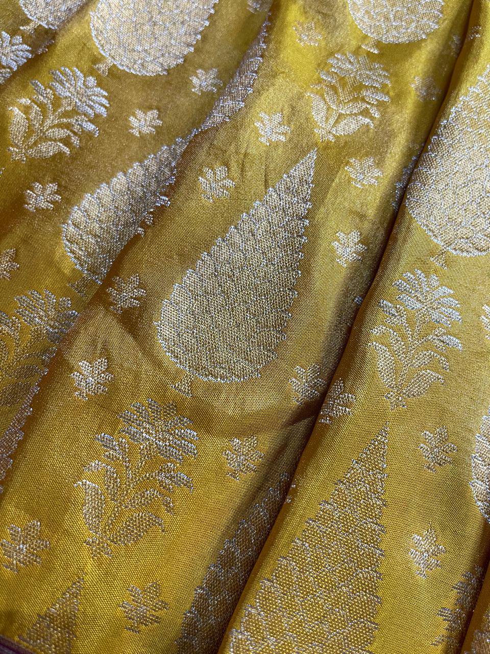 YELLOW TISSUE SILK PURE HANDLOOM BANARASI SAREE