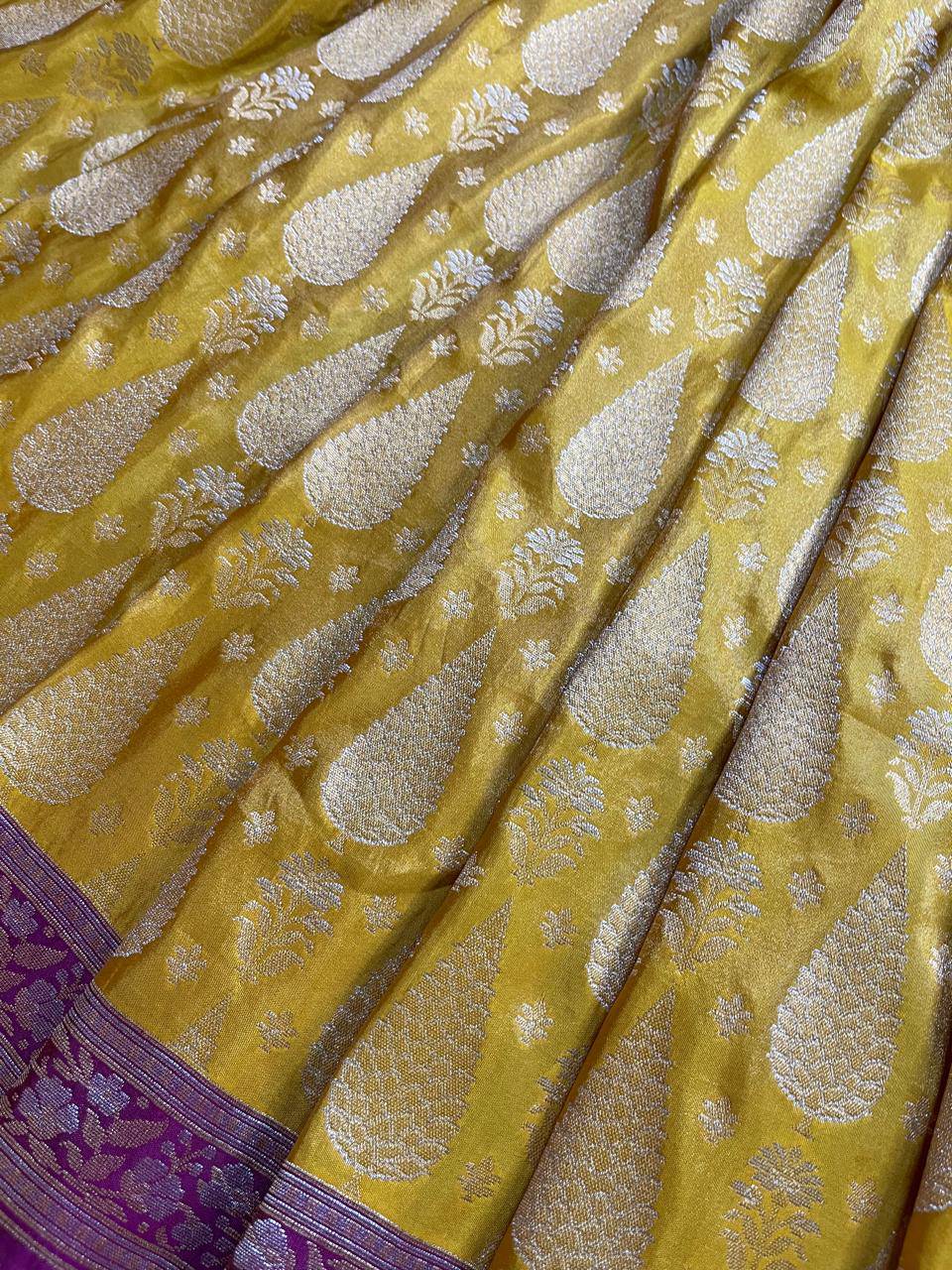 YELLOW TISSUE SILK PURE HANDLOOM BANARASI SAREE
