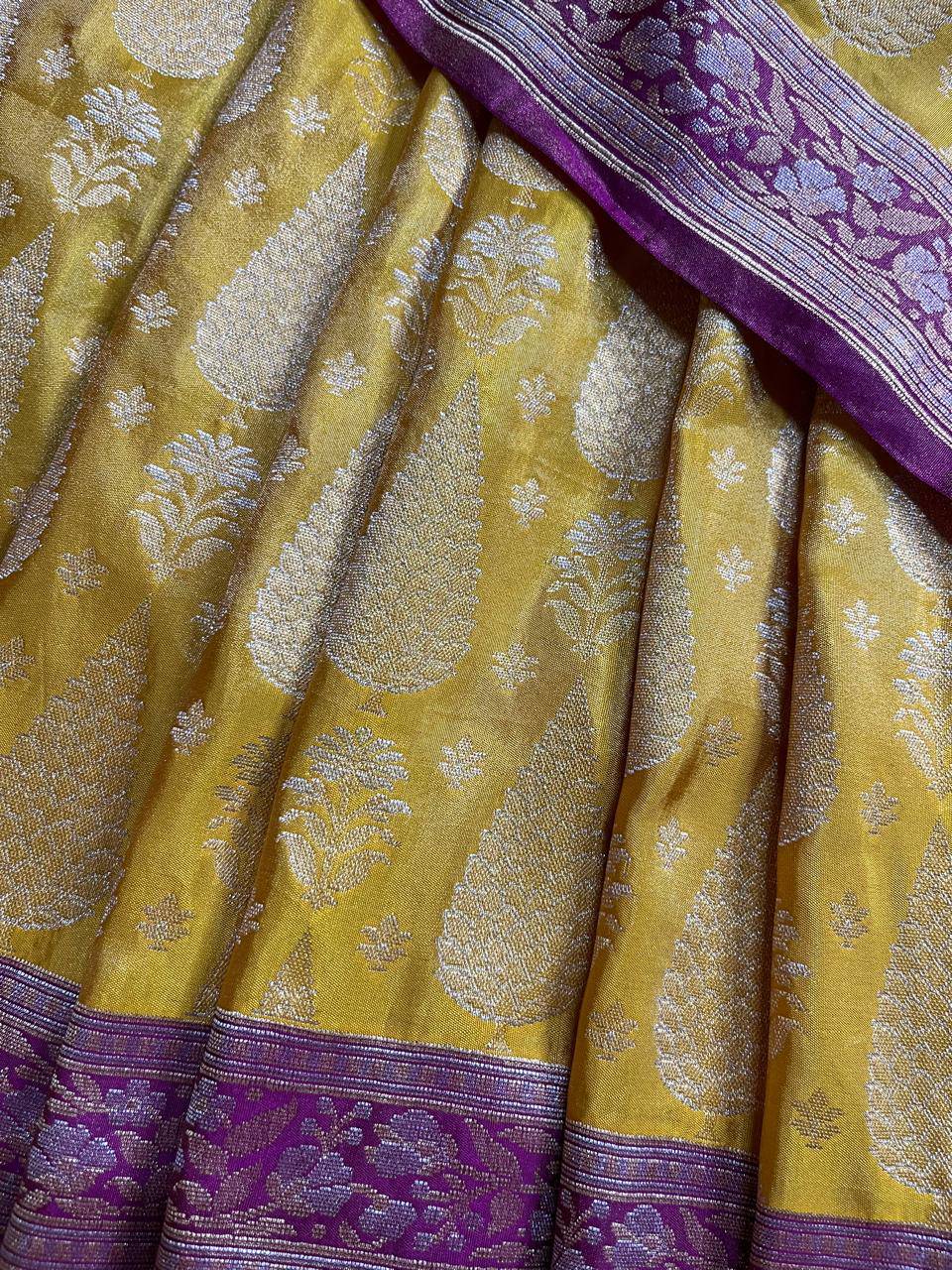 YELLOW TISSUE SILK PURE HANDLOOM BANARASI SAREE