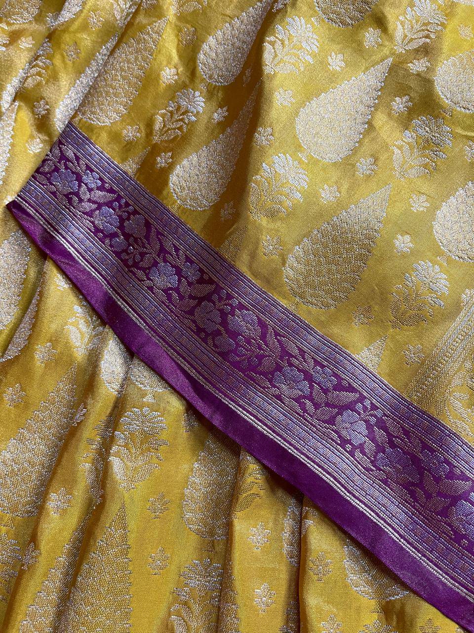 YELLOW TISSUE SILK PURE HANDLOOM BANARASI SAREE