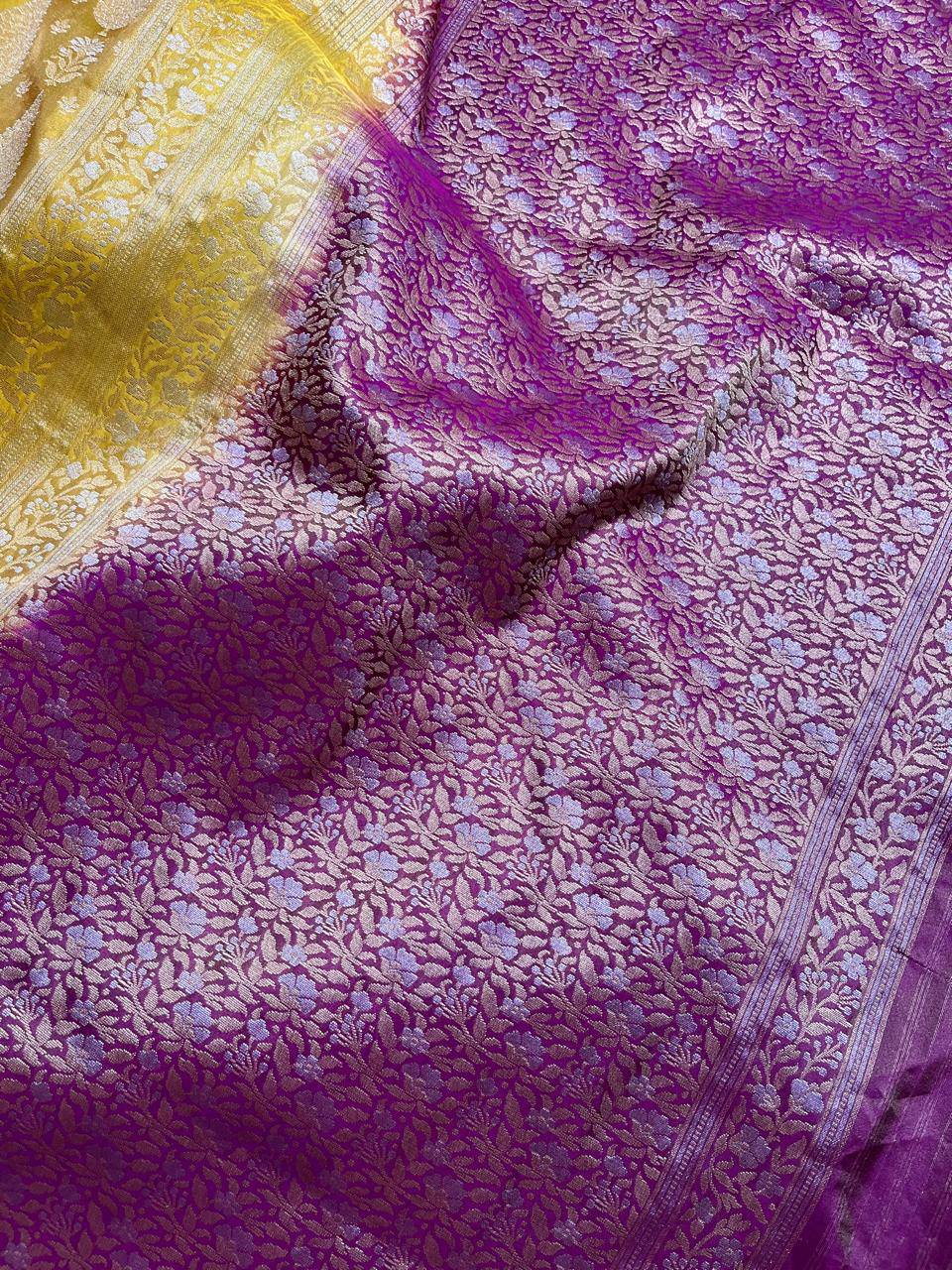 YELLOW TISSUE SILK PURE HANDLOOM BANARASI SAREE