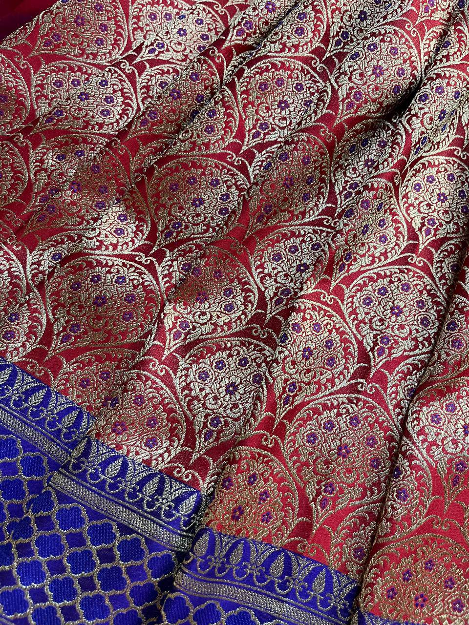 RED SILK TISSUE PURE HANDLOOM BANARASI SAREE