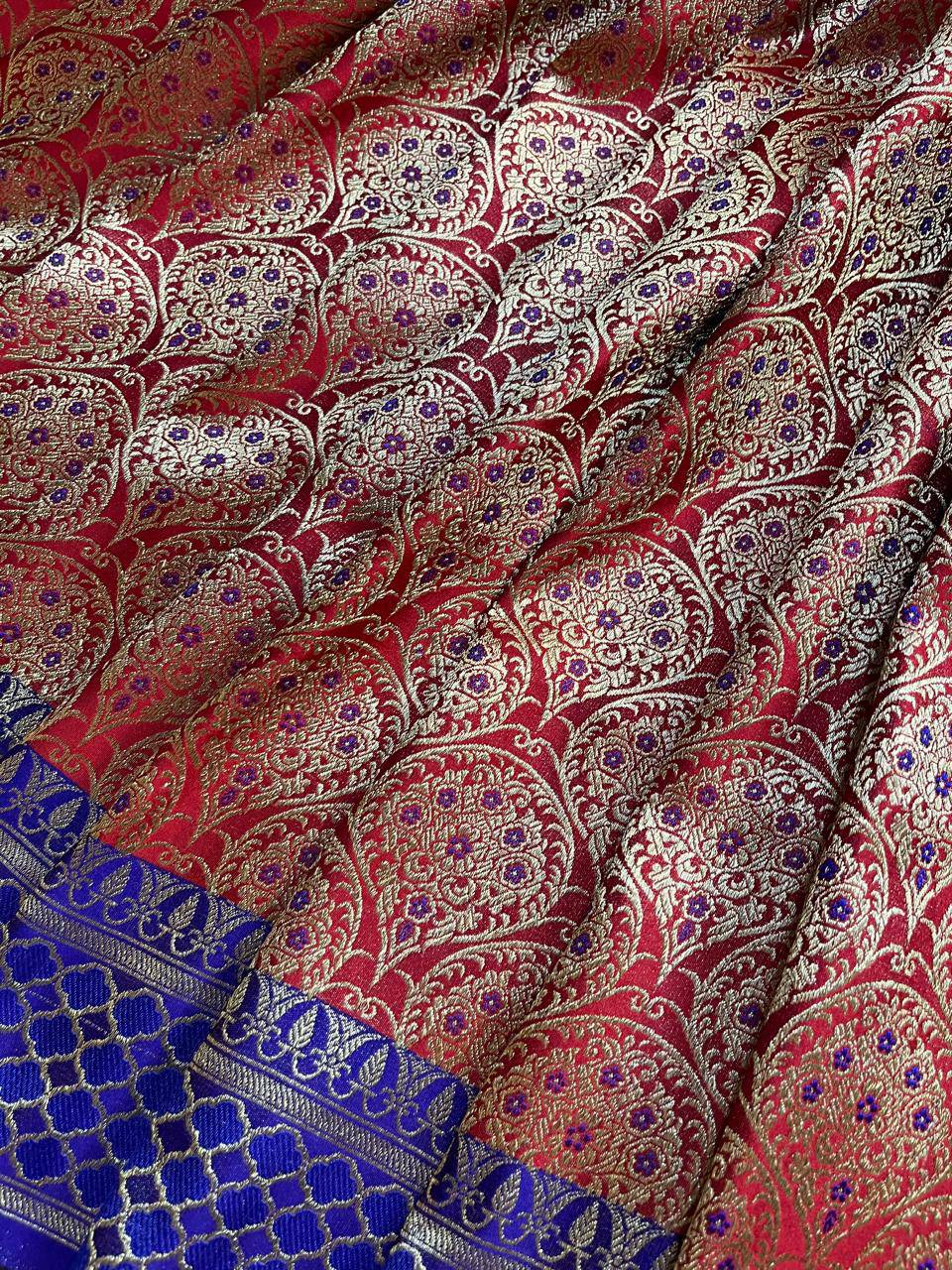 RED SILK TISSUE PURE HANDLOOM BANARASI SAREE
