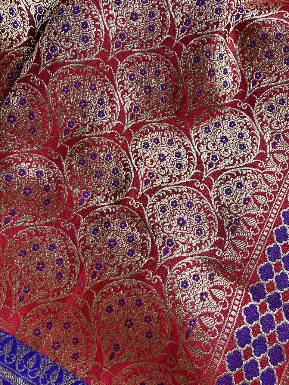 RED SILK TISSUE PURE HANDLOOM BANARASI SAREE