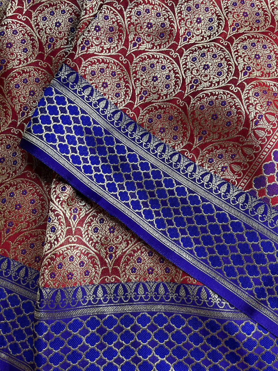 RED SILK TISSUE PURE HANDLOOM BANARASI SAREE