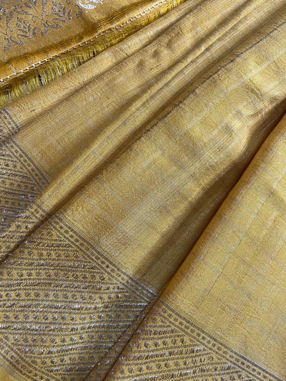YELLOW TASSAR PURE HANDLOOM BANARASI SAREE