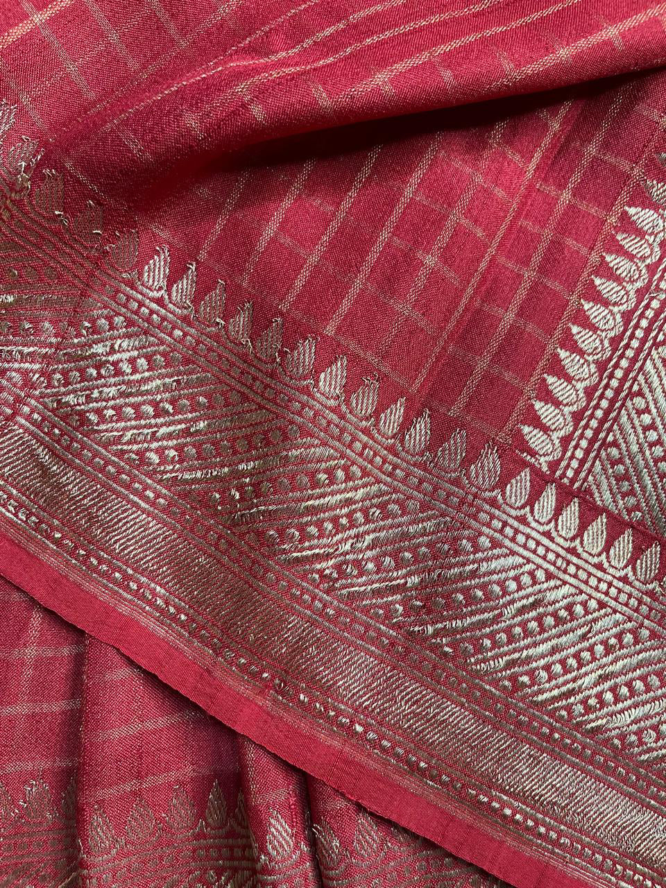 RED TASSAR PURE HANDLOOM BANARASI SAREE