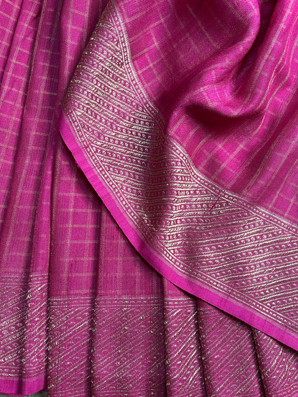 PINK TASSAR PURE HANDLOOM BANARASI SAREE
