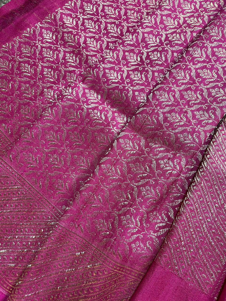 PINK TASSAR PURE HANDLOOM BANARASI SAREE