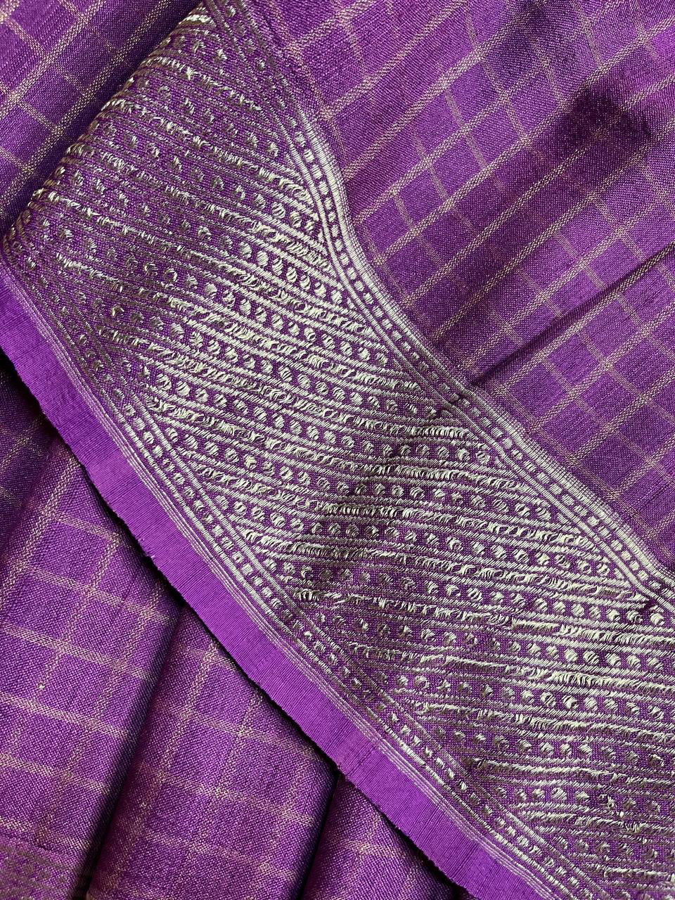 PURPLE TASSAR PURE HANDLOOM BANARASI SAREE