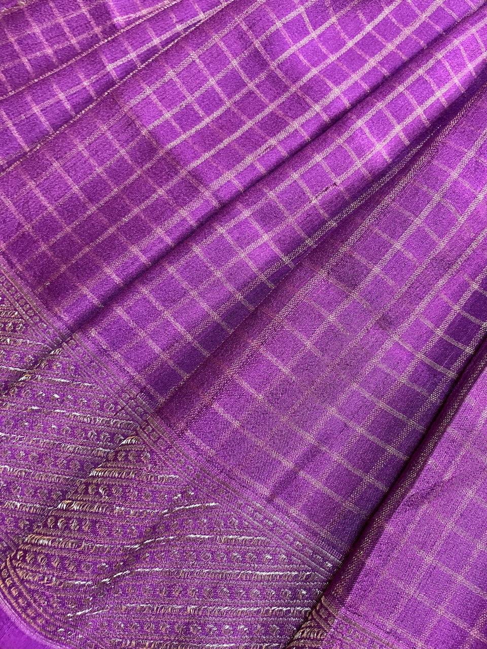 PURPLE TASSAR PURE HANDLOOM BANARASI SAREE