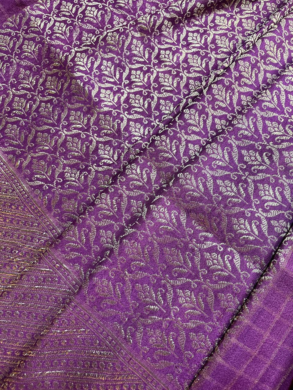 PURPLE TASSAR PURE HANDLOOM BANARASI SAREE