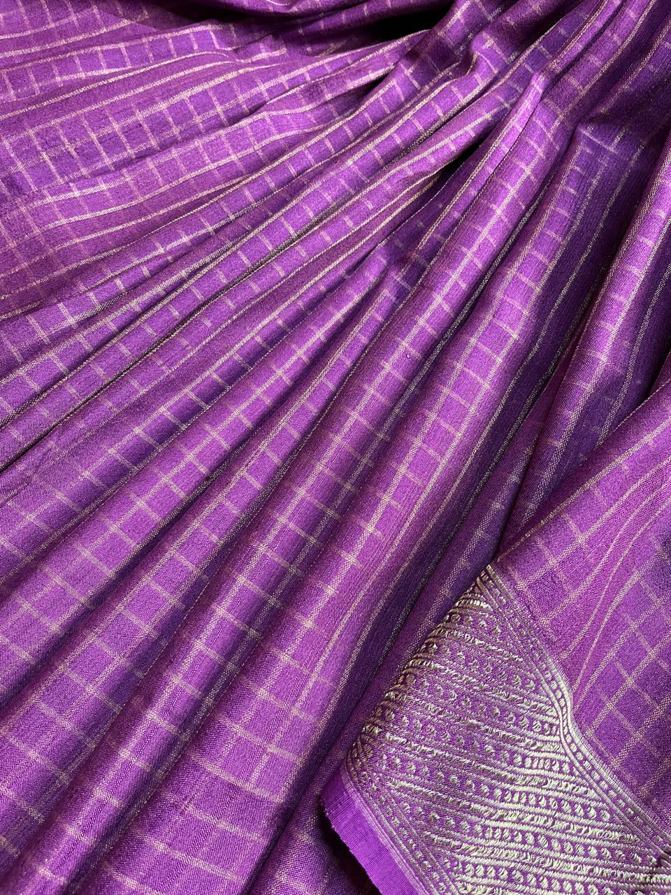 PURPLE TASSAR PURE HANDLOOM BANARASI SAREE
