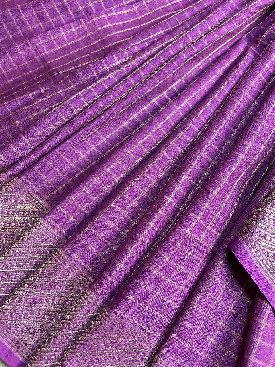 PURPLE TASSAR PURE HANDLOOM BANARASI SAREE