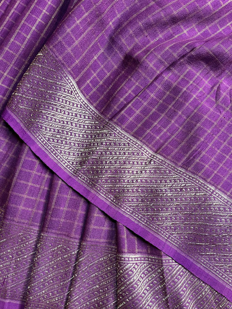 PURPLE TASSAR PURE HANDLOOM BANARASI SAREE