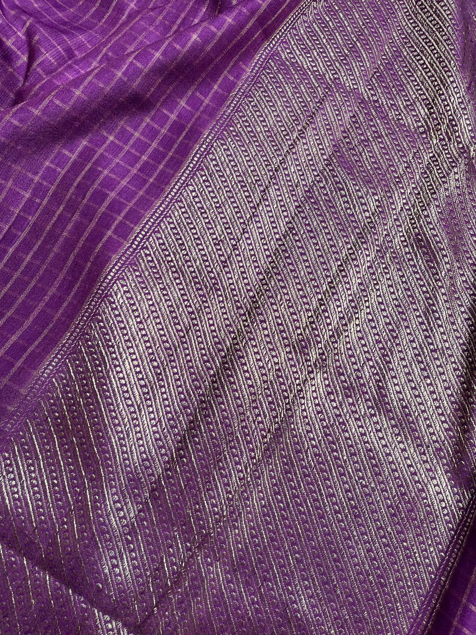 PURPLE TASSAR PURE HANDLOOM BANARASI SAREE