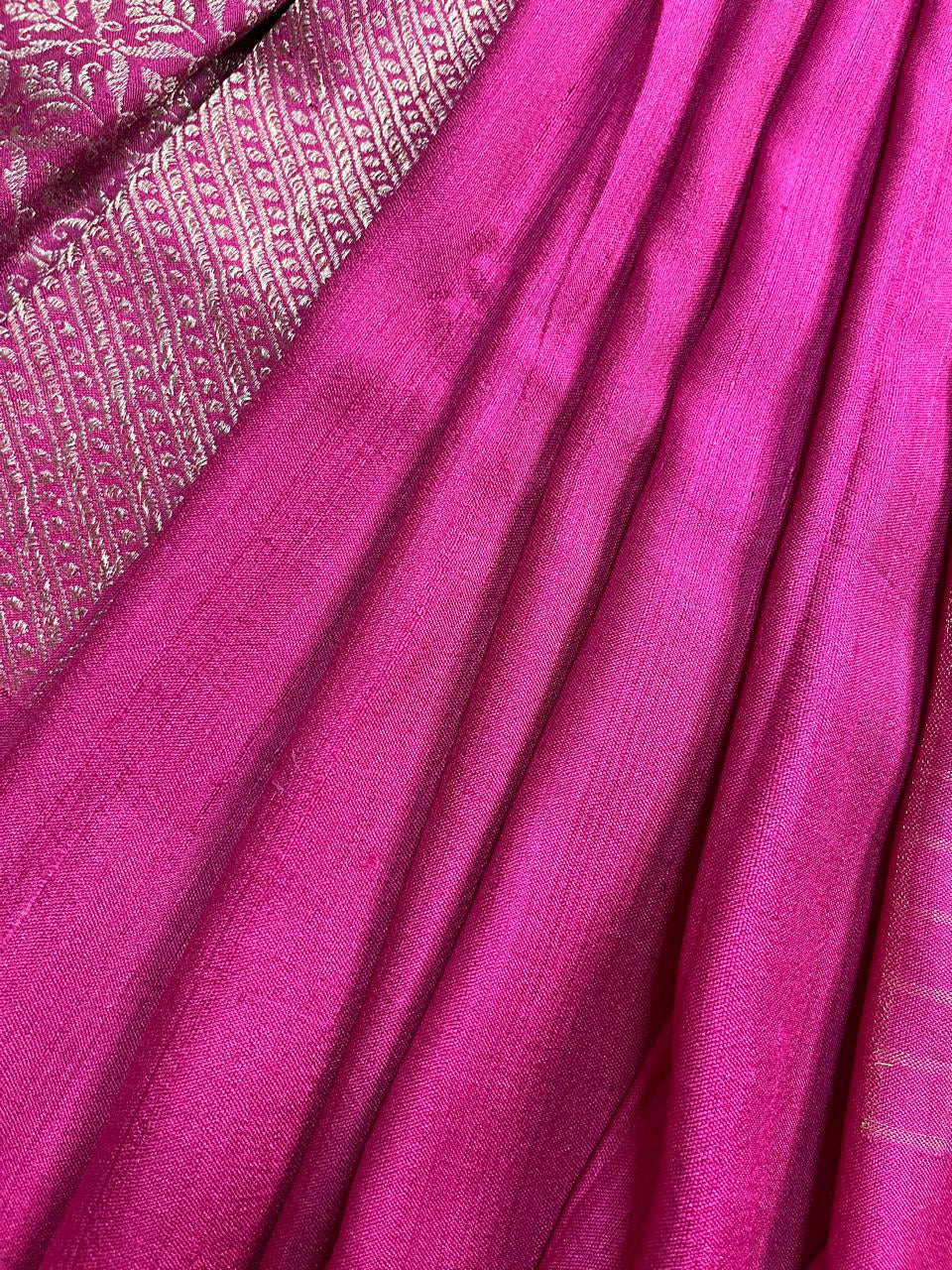 PINK TASSAR PURE HANDLOOM BANARASI SAREE