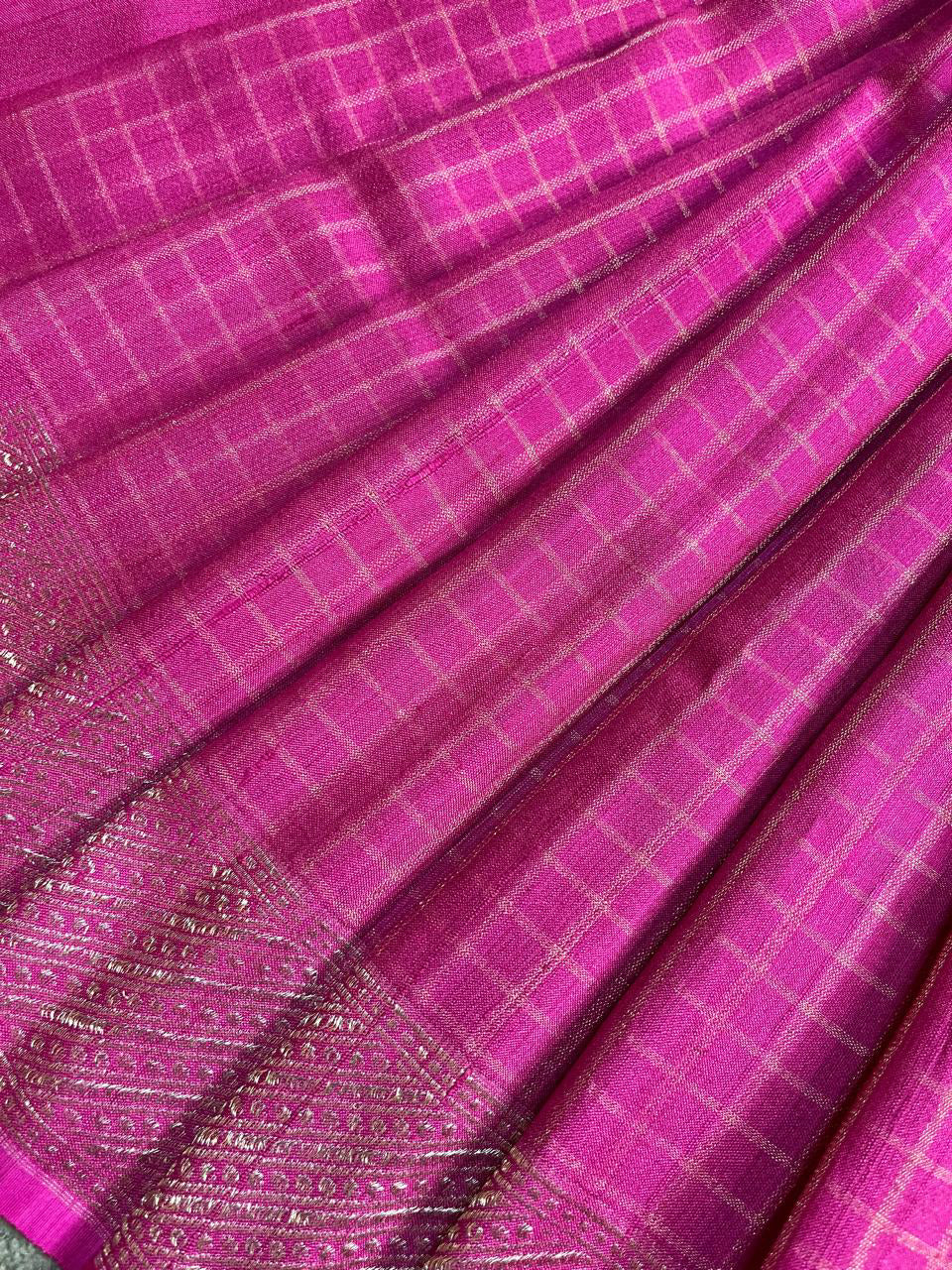 PINK TASSAR PURE HANDLOOM BANARASI SAREE