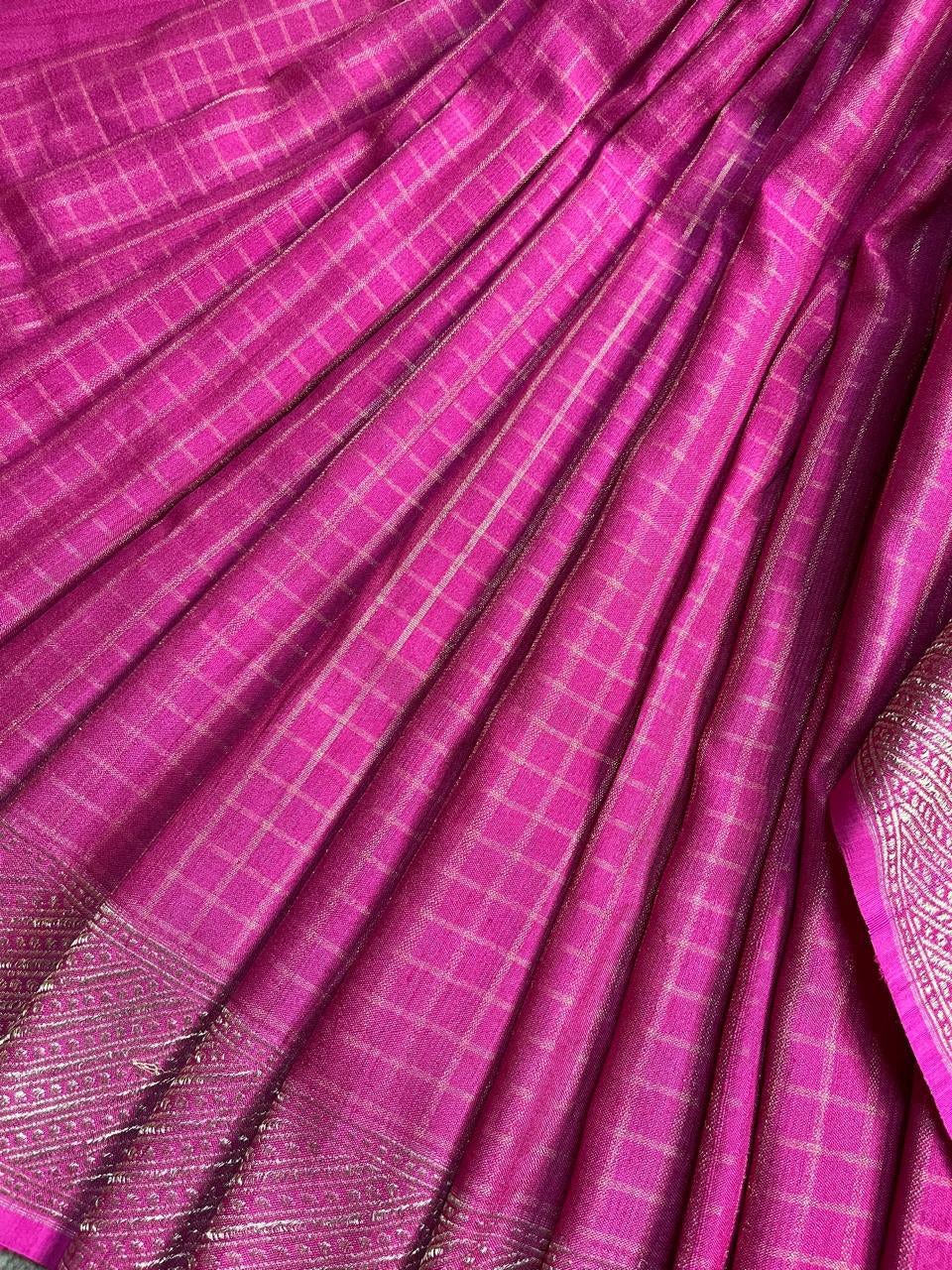 PINK TASSAR PURE HANDLOOM BANARASI SAREE