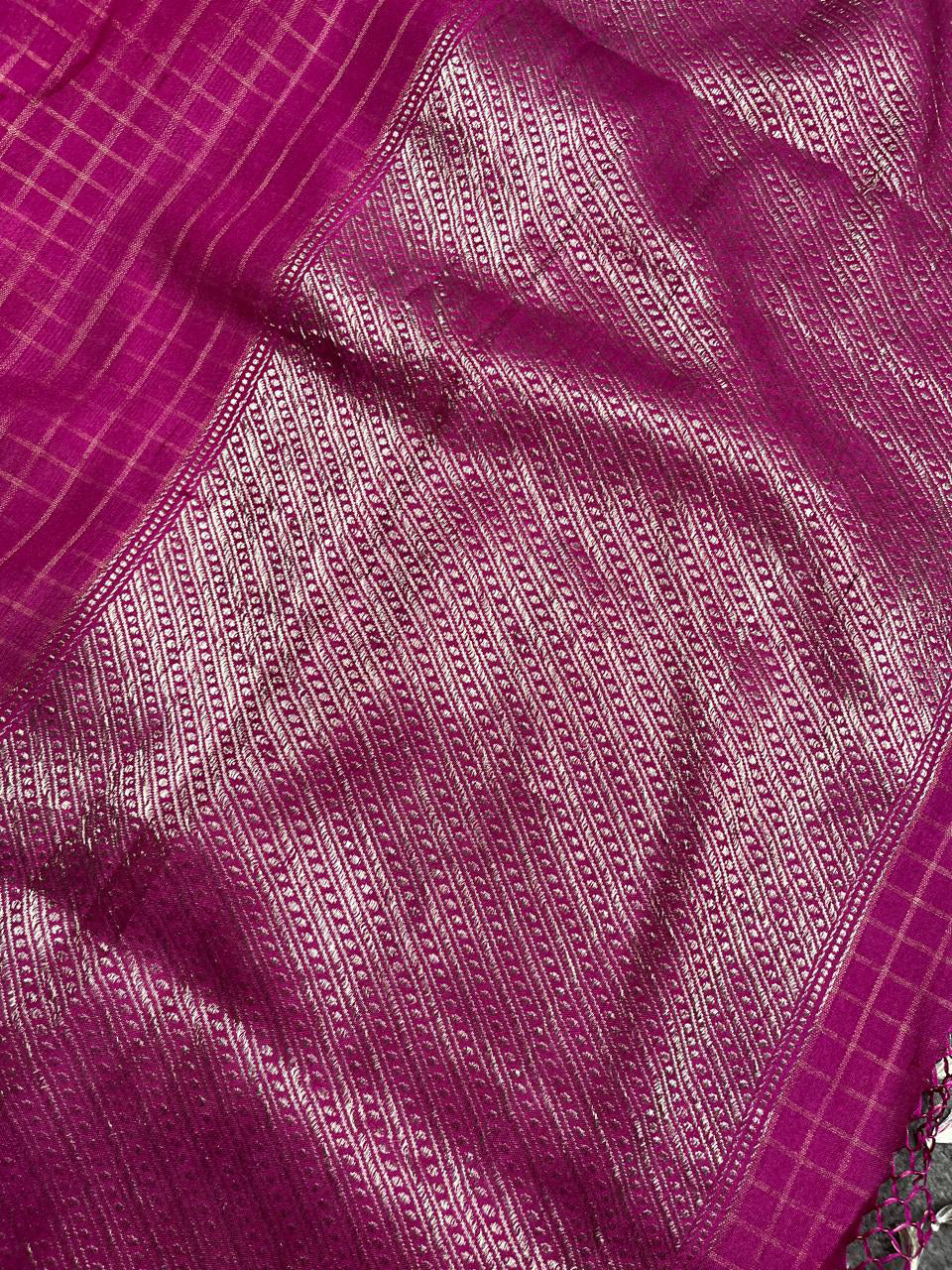 PINK TASSAR PURE HANDLOOM BANARASI SAREE