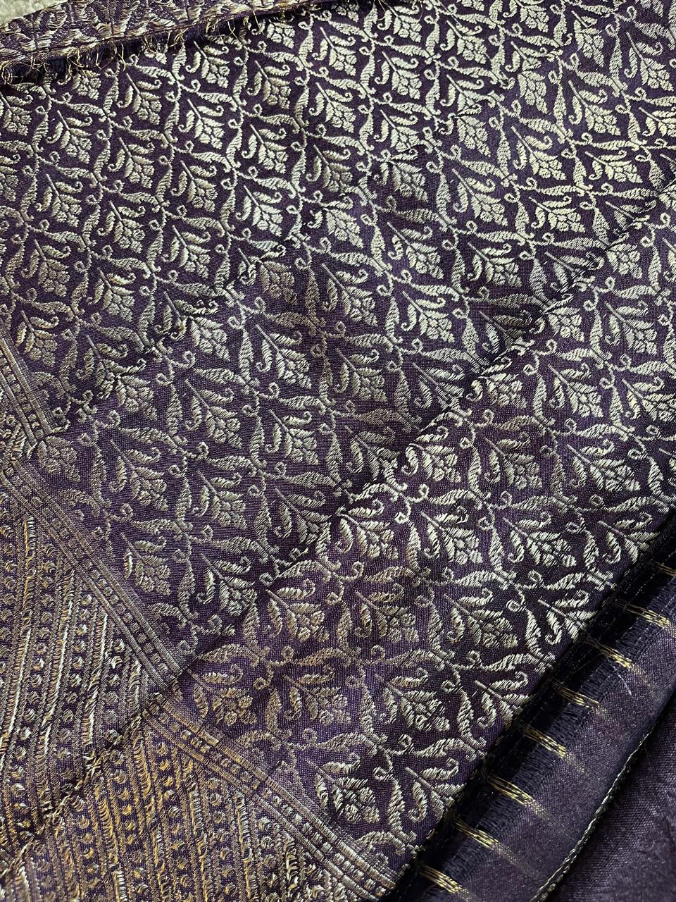 DARK PURPLE TASSAR PURE HANLOOM BANARASI SAREE