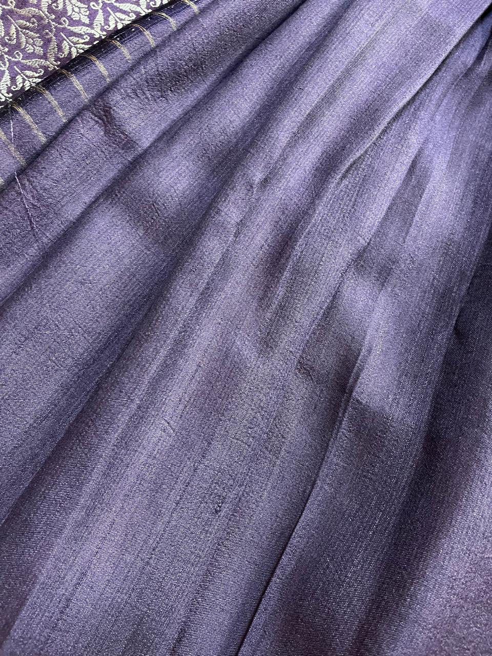 DARK PURPLE TASSAR PURE HANLOOM BANARASI SAREE