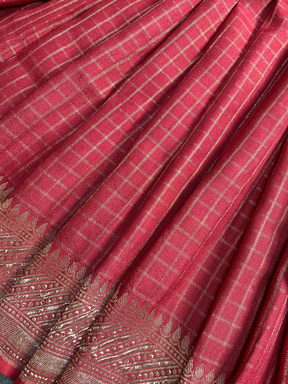 RED TASSAR PURE HANDLOOM BANARASI SAREE