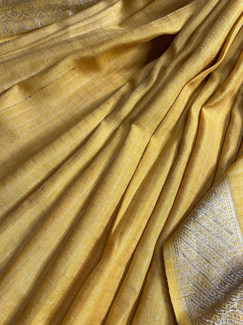 YELLOW TASSAR PURE HANDLOOM BANARASI SAREE