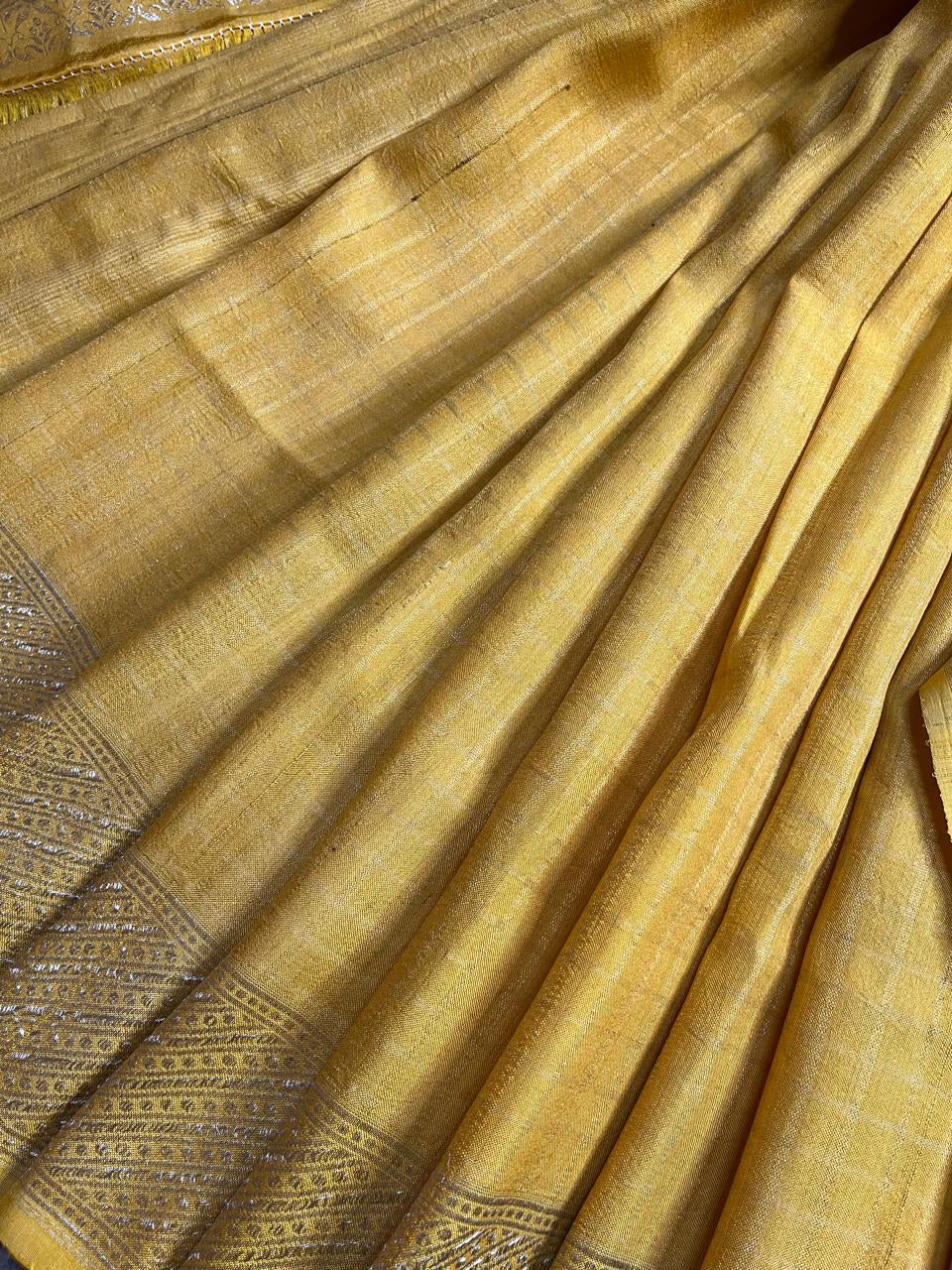 YELLOW TASSAR PURE HANDLOOM BANARASI SAREE