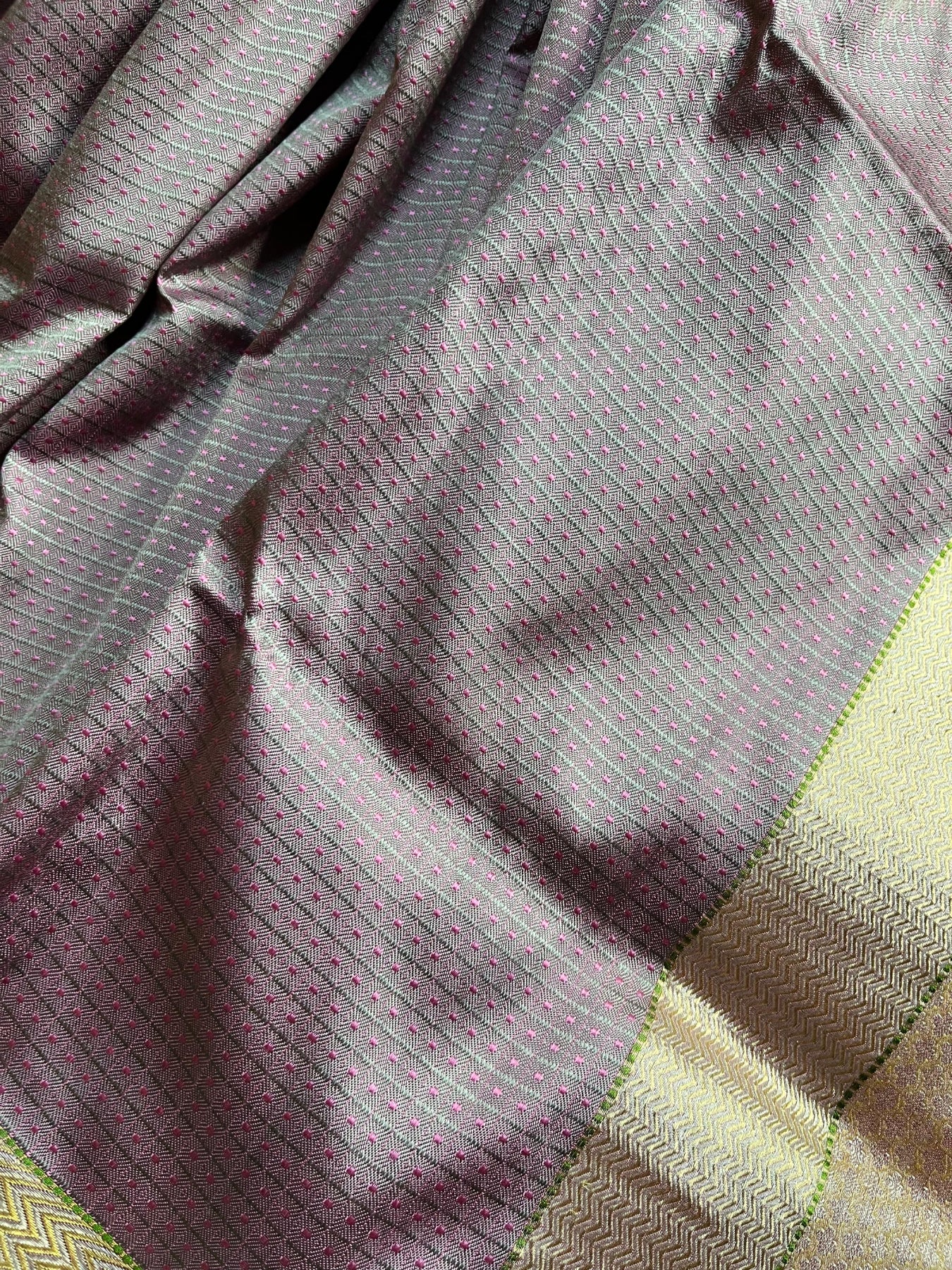 LILAC AND PINK SILK PURE HANDLOOM DO RUKHI BANARASI SAREE
