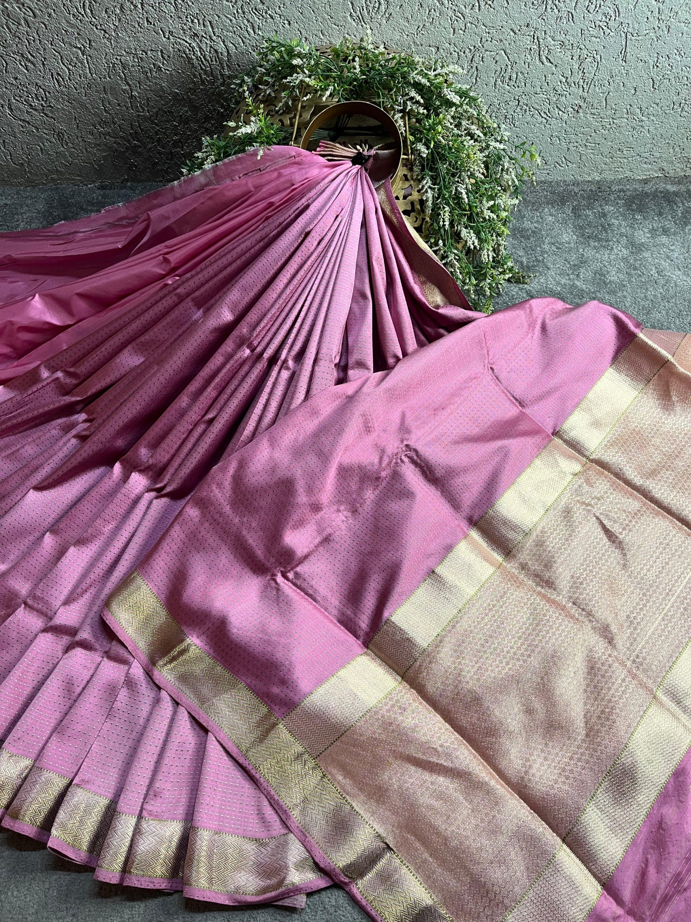 LILAC AND PINK SILK PURE HANDLOOM DO RUKHI BANARASI SAREE