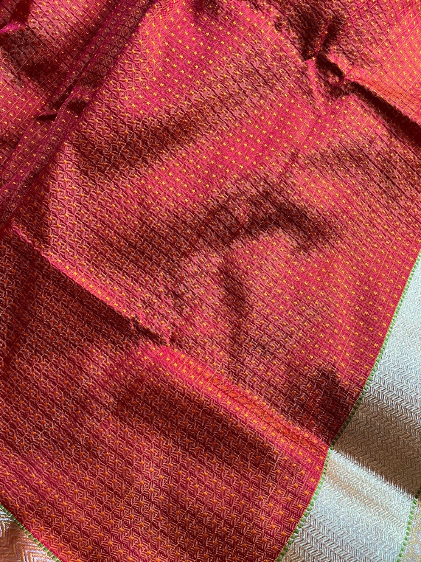 ORANGE AND RED SILK PURE HANDLOOM DO RUKHI BANARASI SAREE