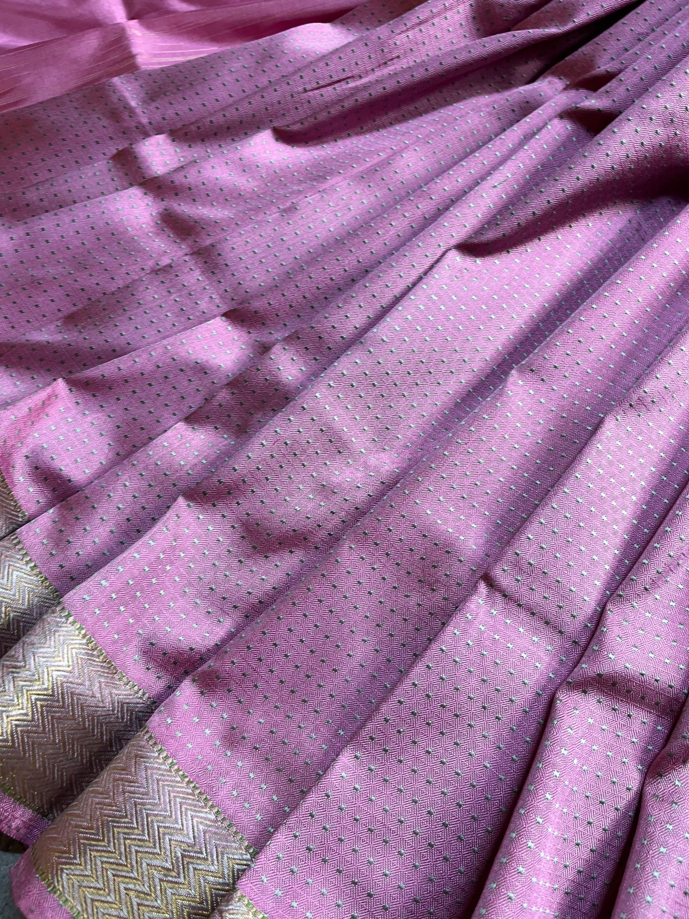 LILAC AND PINK SILK PURE HANDLOOM DO RUKHI BANARASI SAREE