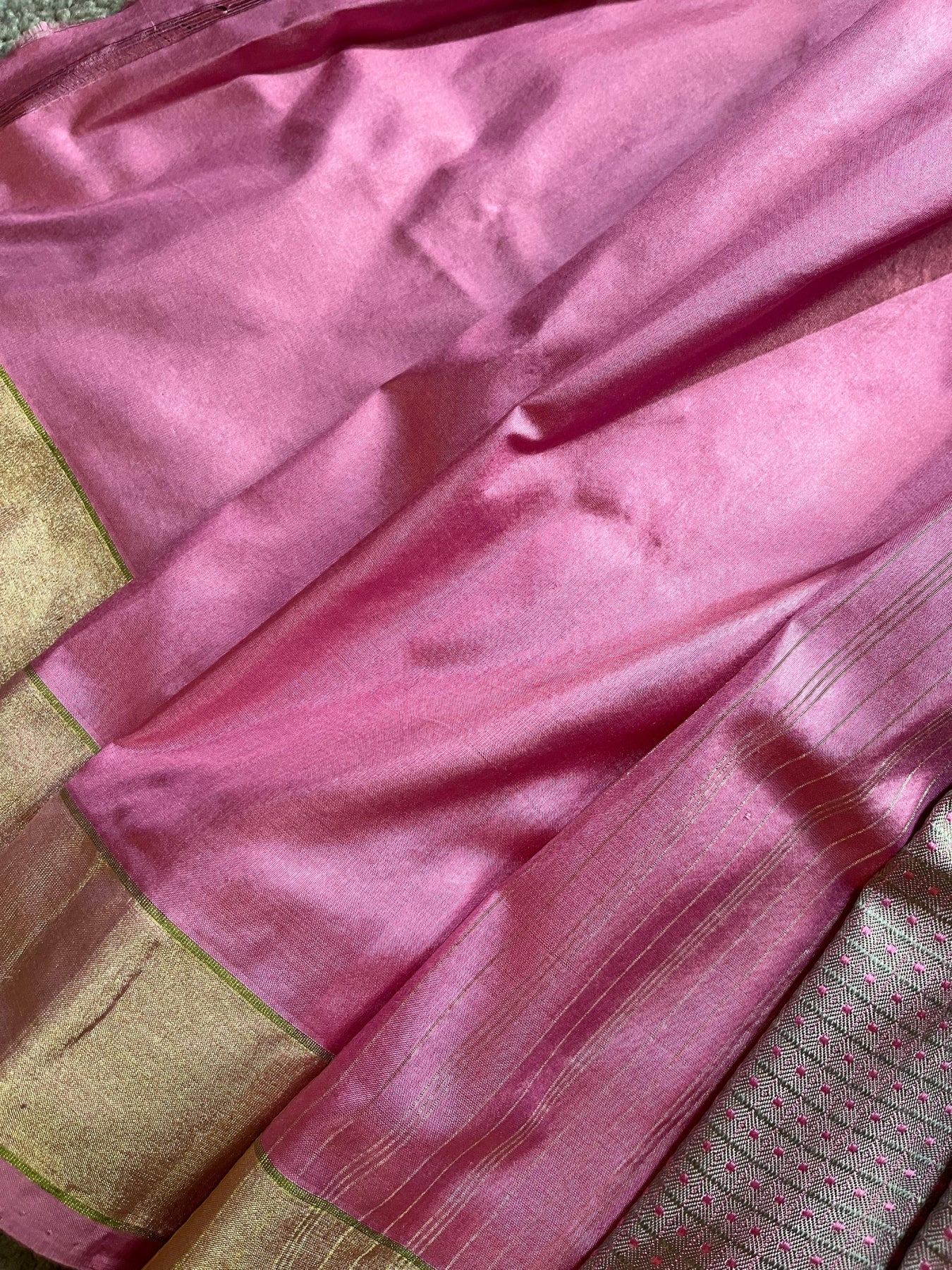LILAC AND PINK SILK PURE HANDLOOM DO RUKHI BANARASI SAREE