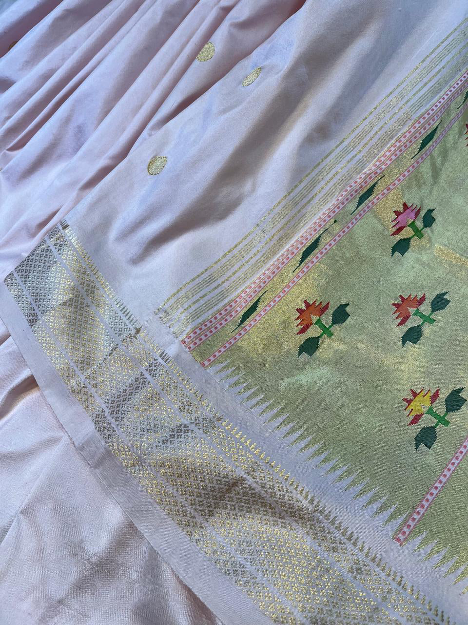 BLUSH PINK SILK PURE HANDLOOM PAITHANI SAREE