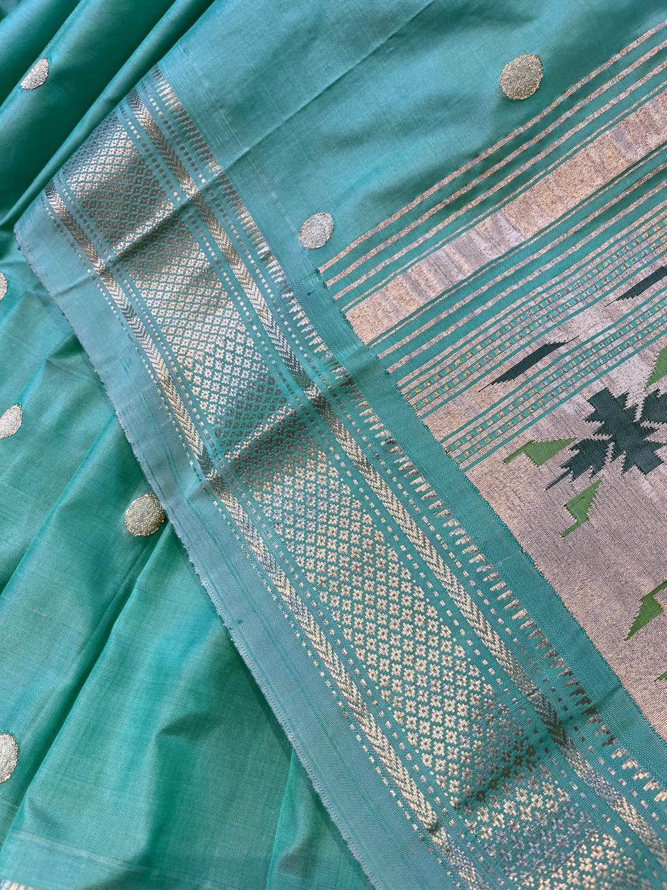 SEA GREEN SILK PURE HANDLOOM PAITHANI SAREE