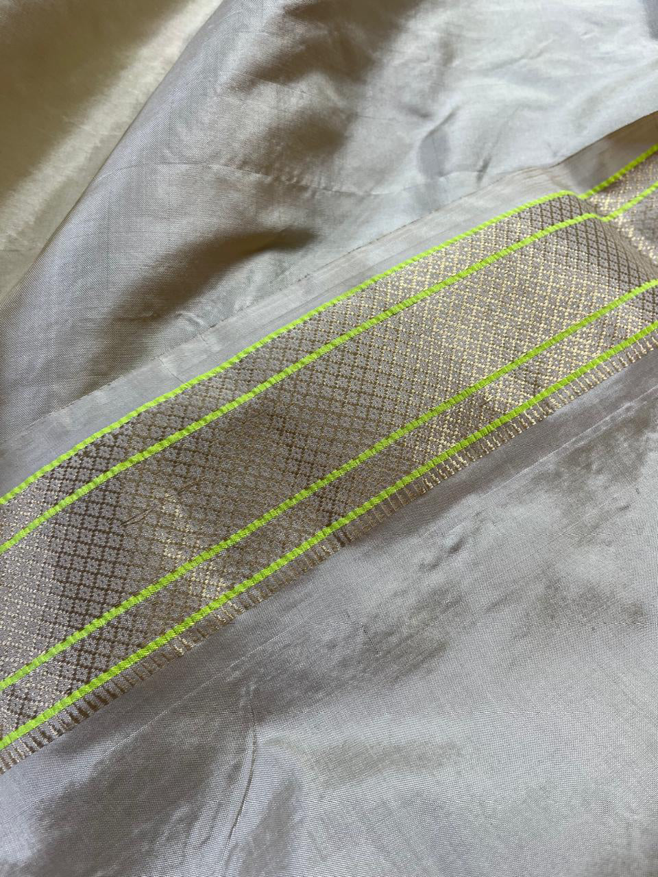 BEIGE SILK PURE HANDLOOM PAITHANI SAREE