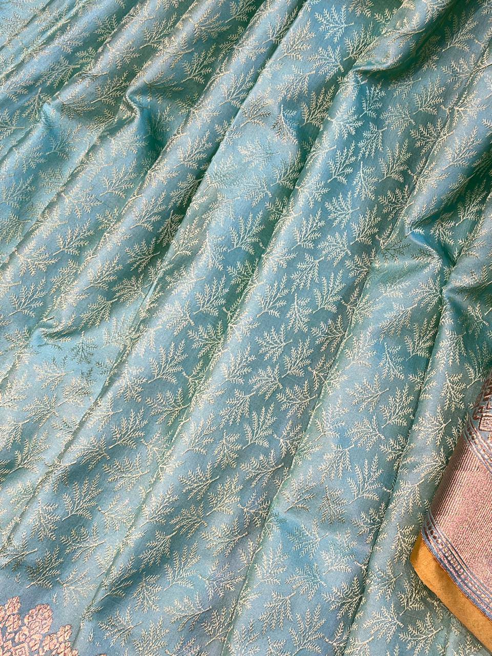 SEA GREEN MUSHROO SILK PURE HANDLOOM BANARASI SAREE