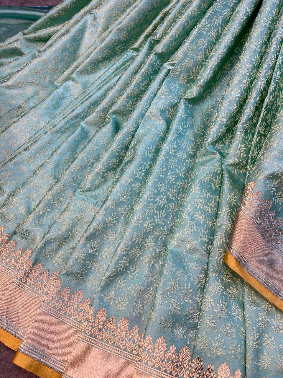 SEA GREEN MUSHROO SILK PURE HANDLOOM BANARASI SAREE