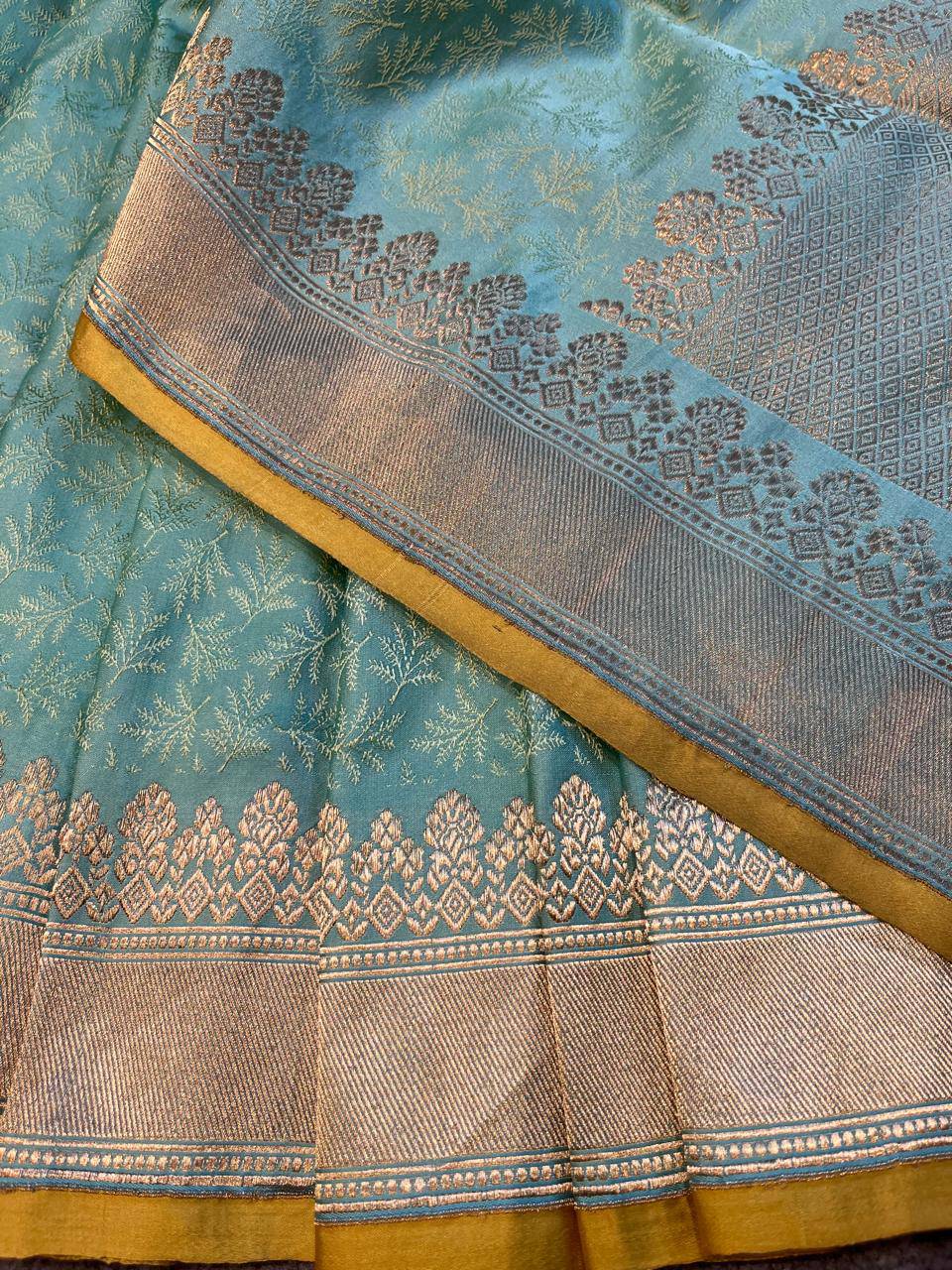 SEA GREEN MUSHROO SILK PURE HANDLOOM BANARASI SAREE