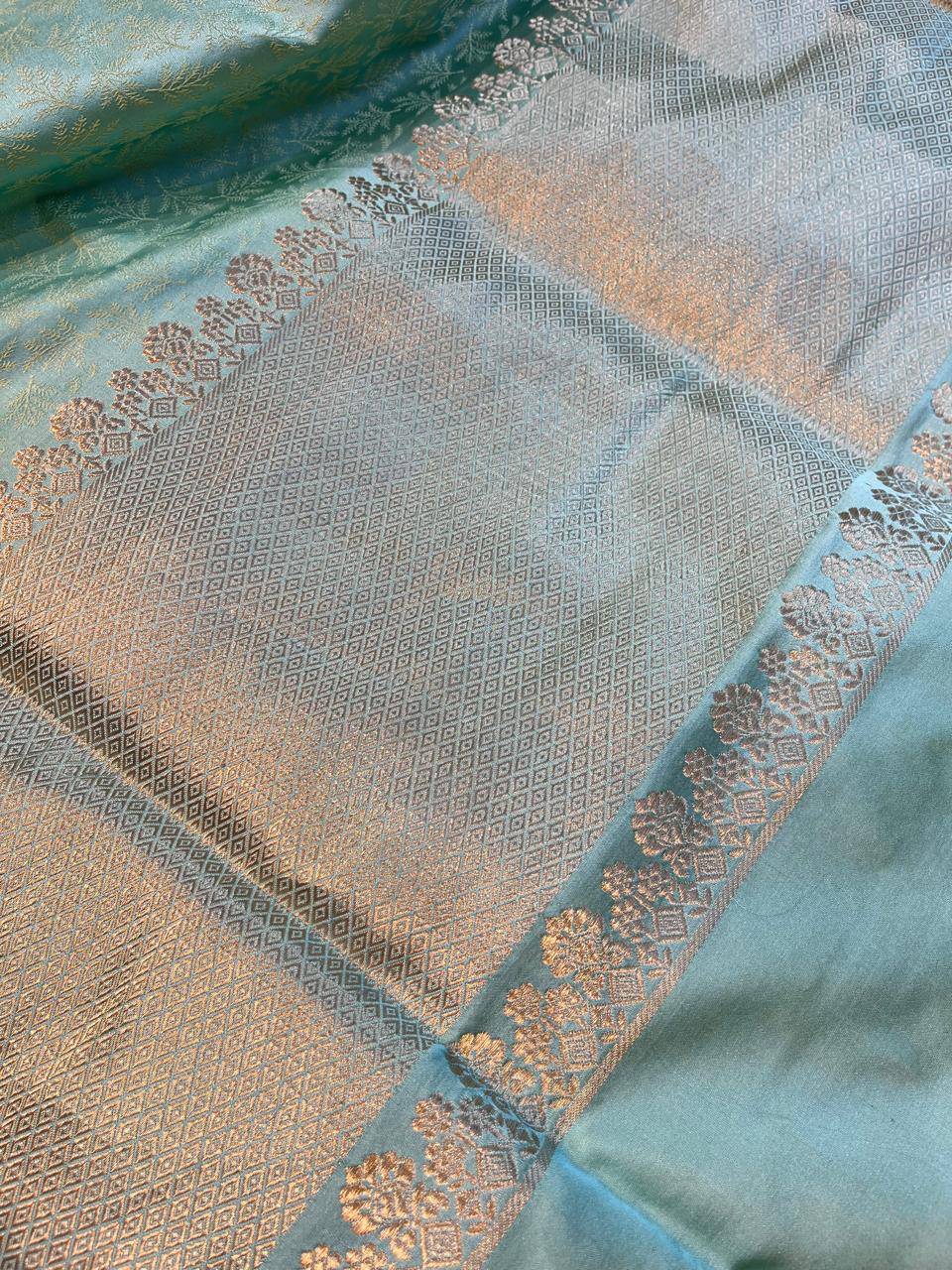 SEA GREEN MUSHROO SILK PURE HANDLOOM BANARASI SAREE