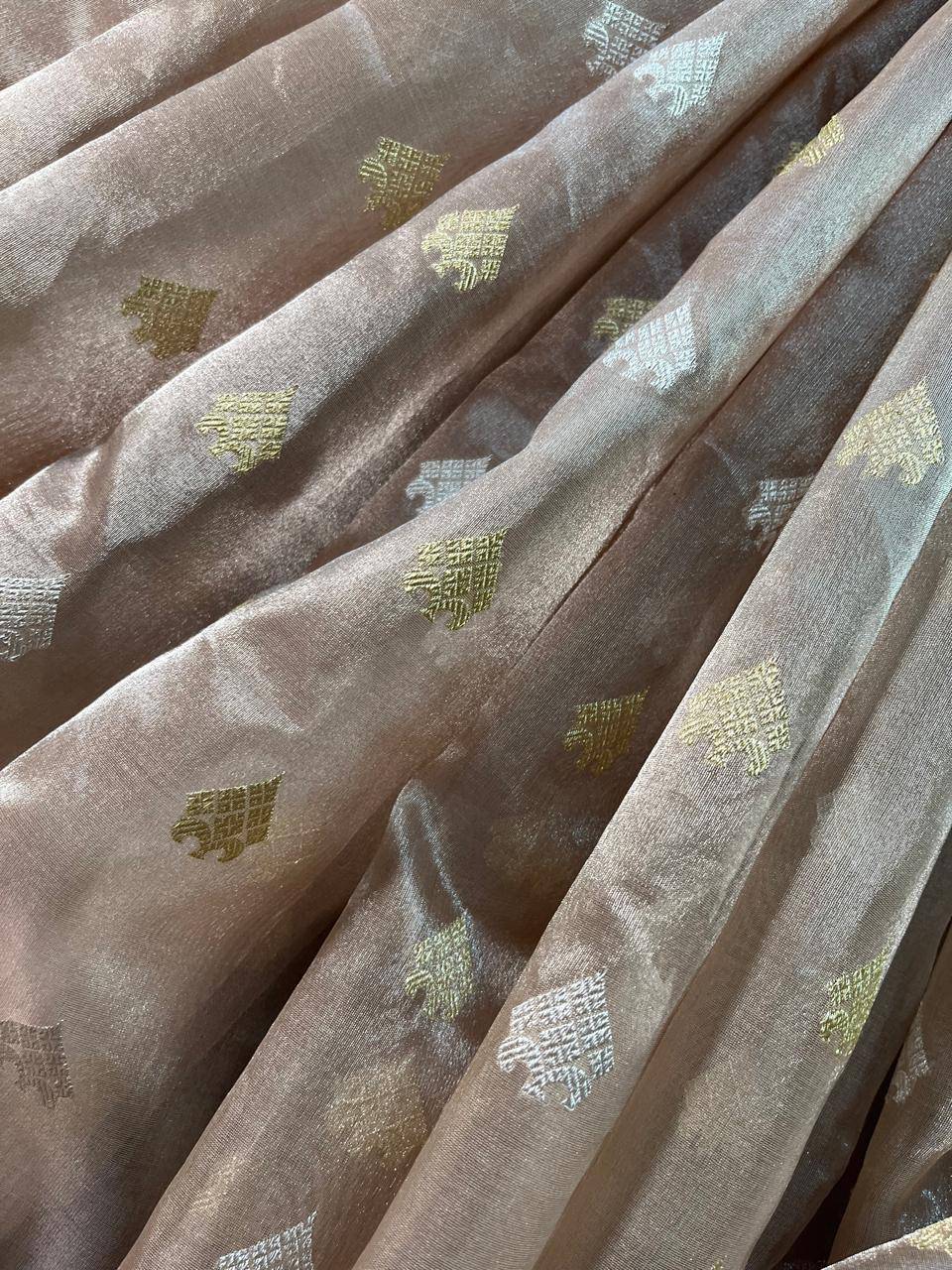 BIEGE KORA TISSUE PURE HANDLOOM BANARASI SAREE
