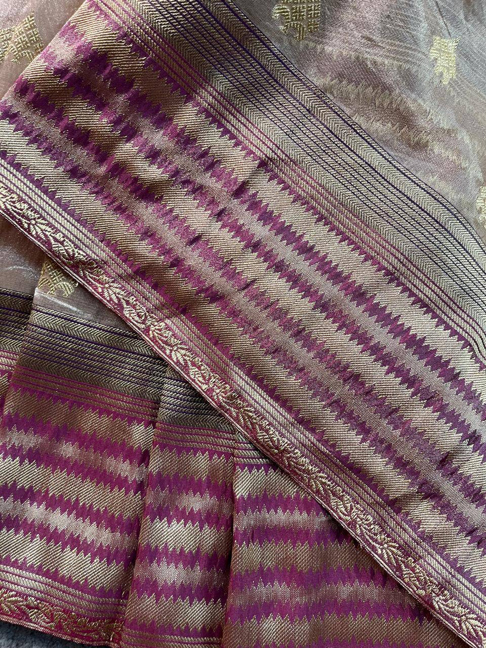 BIEGE KORA TISSUE PURE HANDLOOM BANARASI SAREE