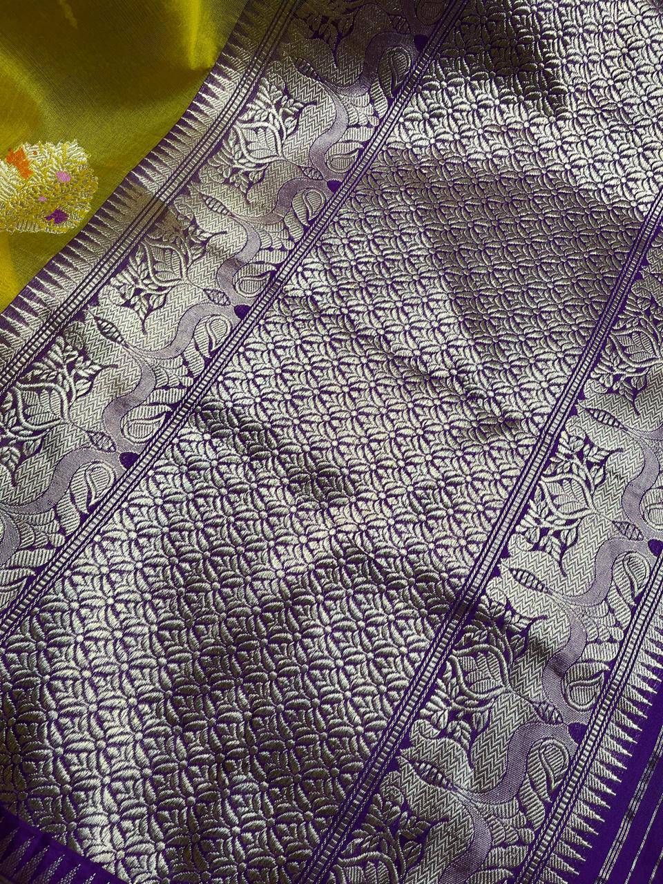 YELLOW KORA PURE HANDLOOM BANARASI SAREE
