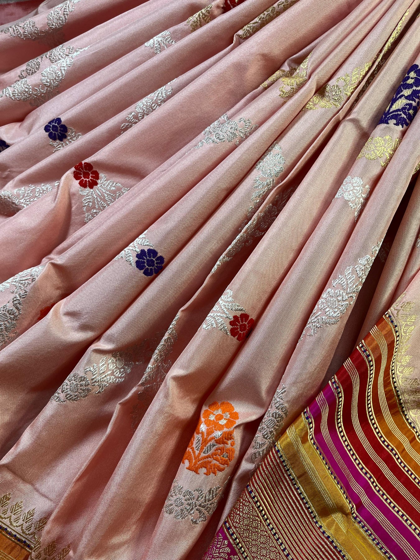 PEACH SILK PURE HANDLOOM BANARASI SAREE