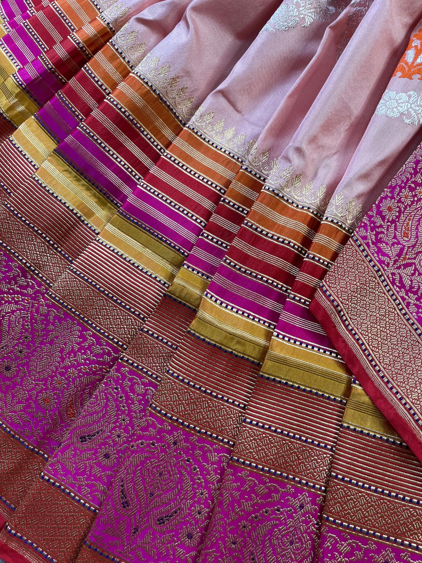 PEACH SILK PURE HANDLOOM BANARASI SAREE