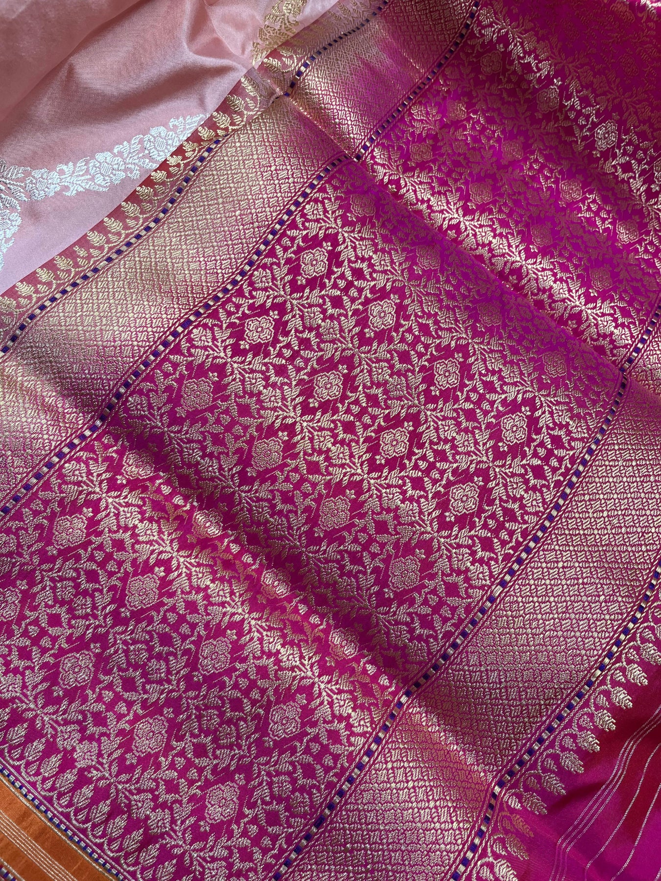 PEACH SILK PURE HANDLOOM BANARASI SAREE