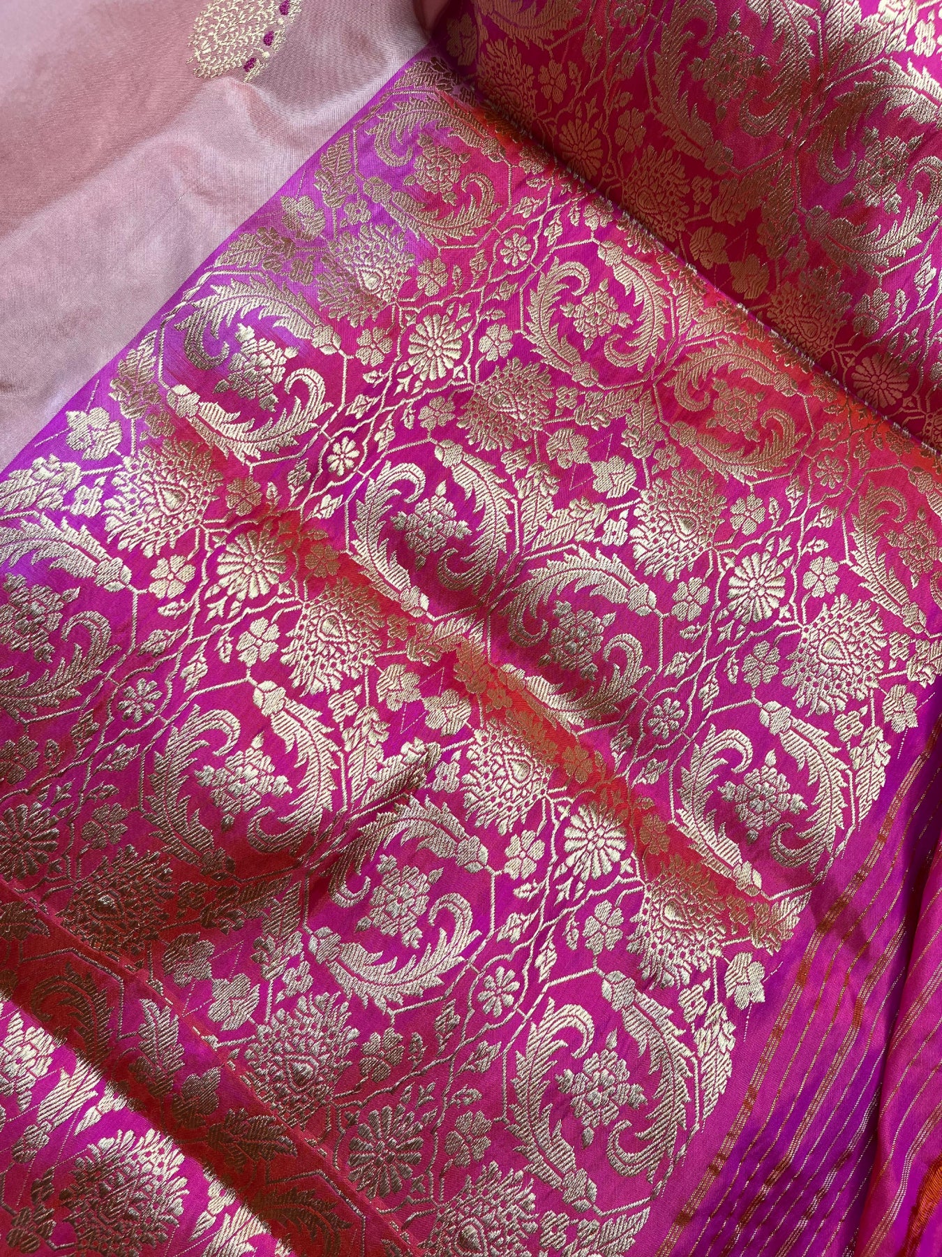 PEACH PINK SILK PURE HANDLOOM BANARASI SAREE