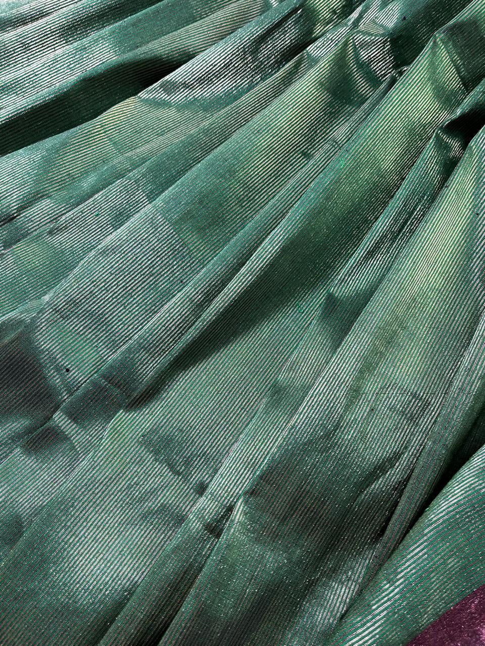 RADIANT GREEN TISSUE SILK PURE HANDLOOM PAITHANI SAREE