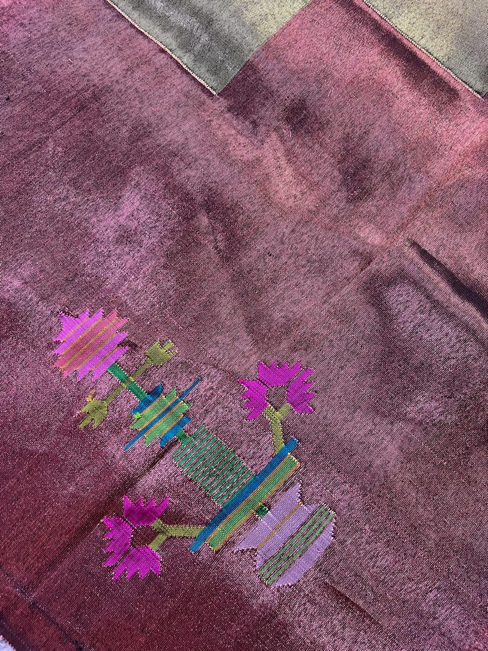 RADIANT GREEN TISSUE SILK PURE HANDLOOM PAITHANI SAREE